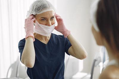 Woman with a doctor in cosmetology studio